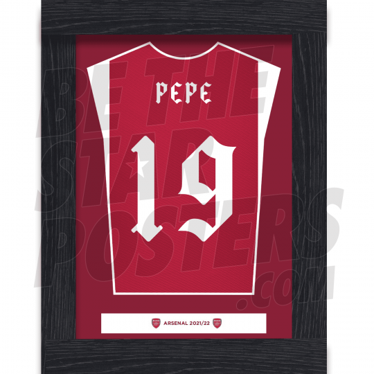 Pepe Arsenal FC Home Shirt Framed Poster A4 21/22