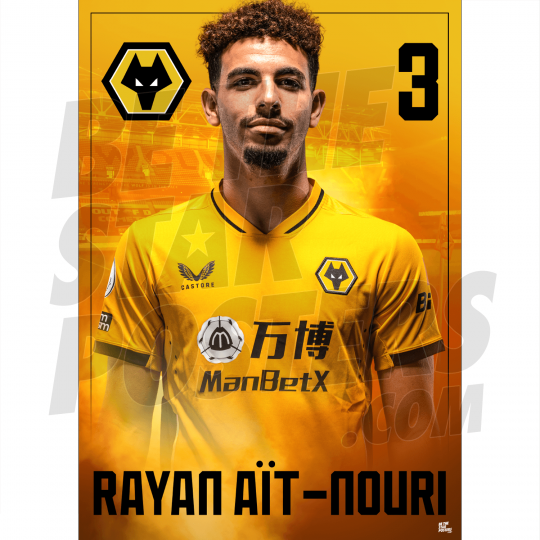 Ait-Nouri Wolves FC Headshot Poster A4 21/22