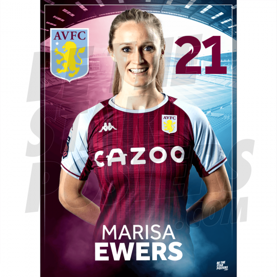 Ewers Aston Villa FC Headshot Poster A3 21/22