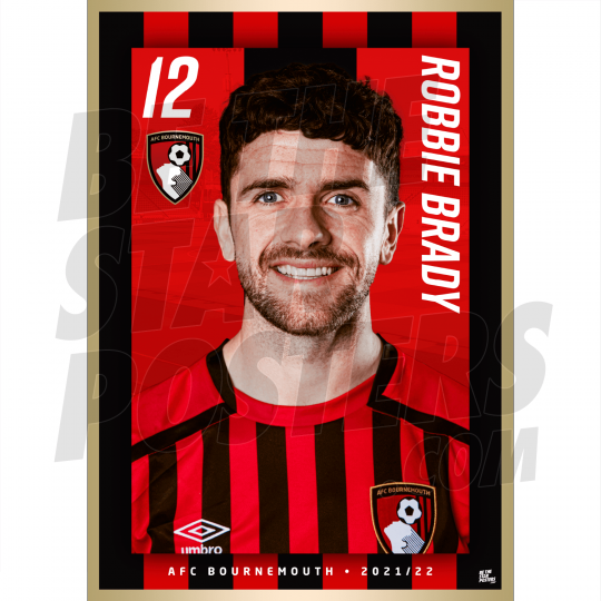 Brady AFC Bournemouth Headshot Poster A3 21/22