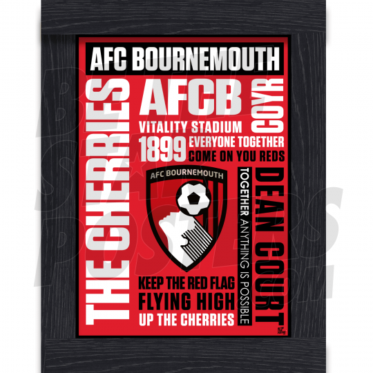 AFC Bournemouth Word Framed A3 Poster