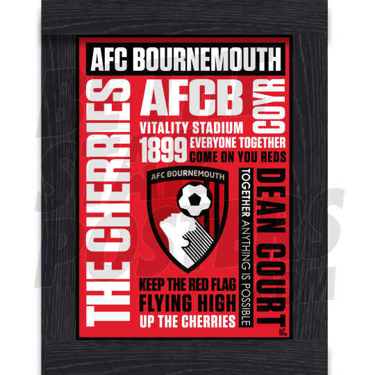 AFC Bournemouth Word Framed A4 Poster