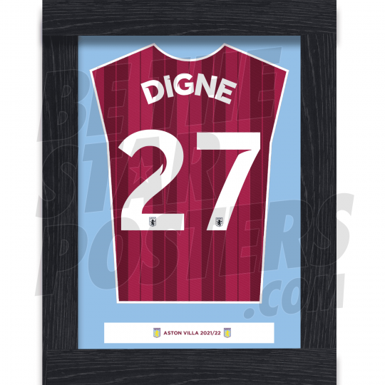 Digne Aston Villa Shirt Framed Poster A4 21/22