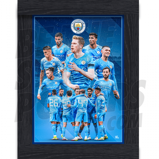 Manchester City FC Squad Montage Framed A3 Poster
