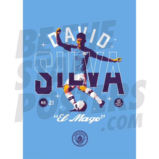 D.Silva El Mago Man City FC Poster A2/A3