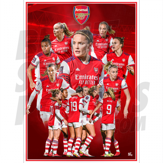 Arsenal FC Womens Montage Poster A4 21/22
