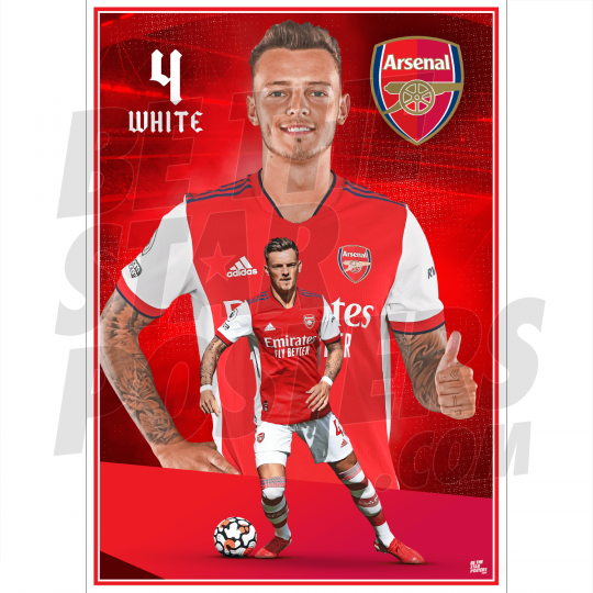 White Arsenal FC Action Poster A3 21/22