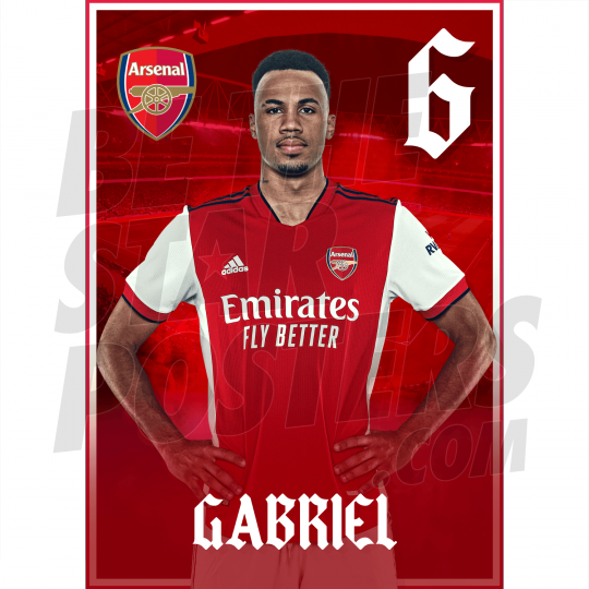 Gabriel Arsenal FC Headshot Poster A3 21/22