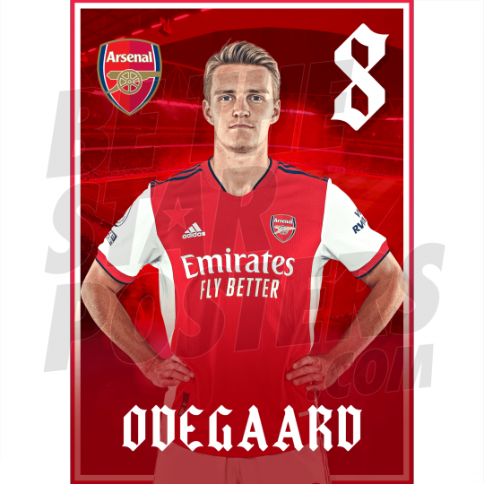 Odegaard Arsenal FC Headshot Poster A3 21/22