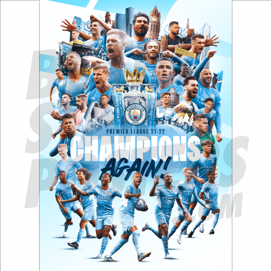 Man City Champions 21-22 A4 Poster