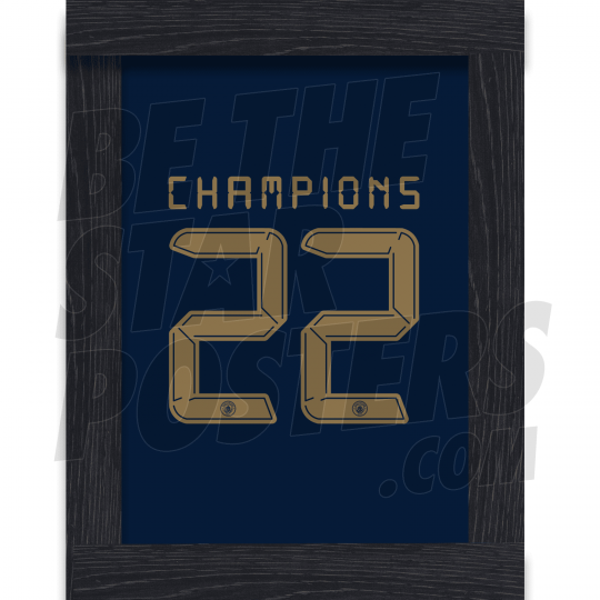 Man City Champions Blk Text 21-22 A3 Framed Poster