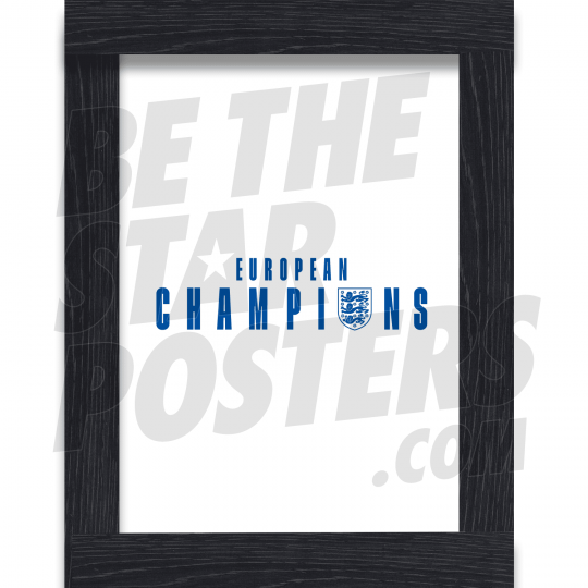 European Champions Text Framed Poster White A4