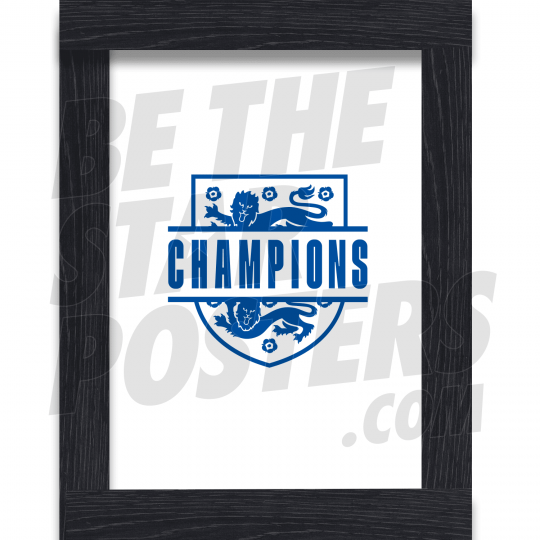 European Champions Crest Framed Poster White A4