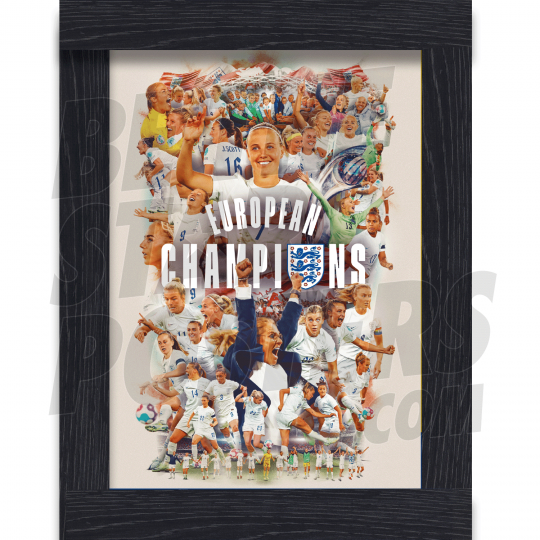 Lionesses European Champions Poster Framed A4