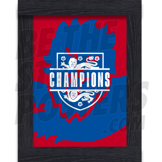 European Champions Crest Framed Poster Red A4