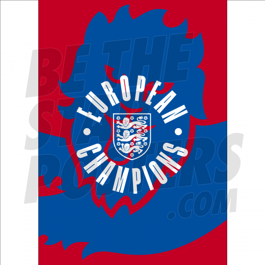 Lionesses European Champion Circle Poster Red A4