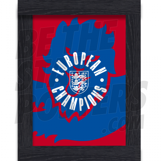 European Champions Circle Framed Poster Red A4