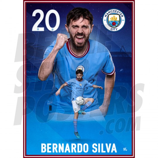 Silva Man City Action Poster A4 22/23