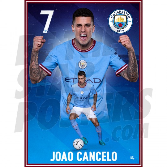 Cancelo Man City Action Poster A3 22/23