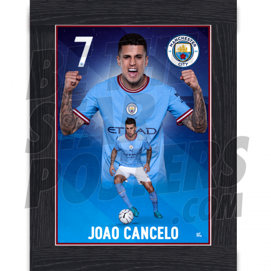 Cancelo Man City Framed Action Poster A4 22/23