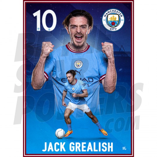 Grealish Man City Action Poster A3 22/23