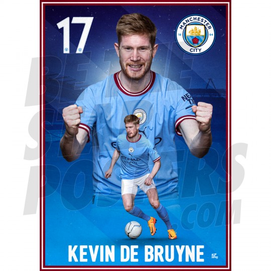 De Bruyne Man City Action Poster A3 22/23