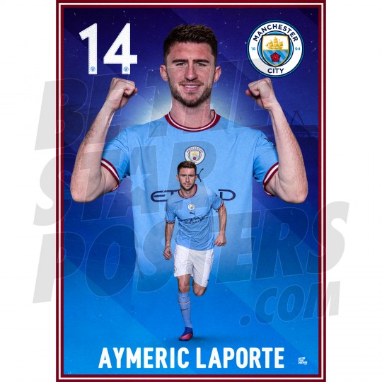 Laporte Man City Action Poster A4 22/23