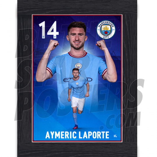 Laporte Man City Framed Action Poster A4 22/23