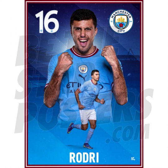 Rodri Man City Action Poster A4 22/23