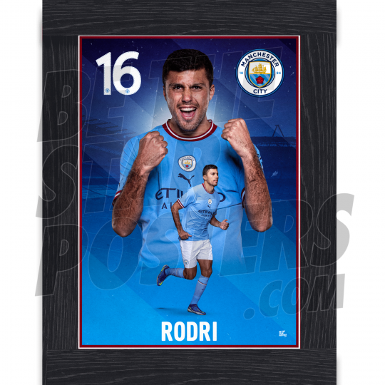 Rodri Man City Framed Action Poster A4 22/23