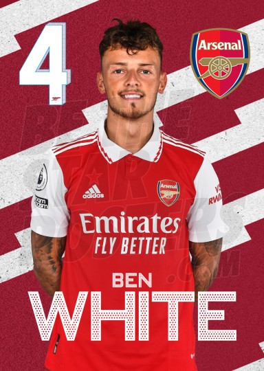 White Arsenal Headshot Poster A4 22/23