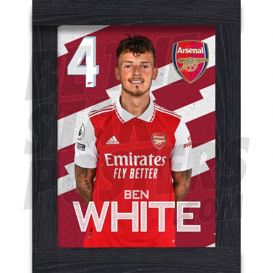 White Arsenal Framed Headshot Poster A4 22/23