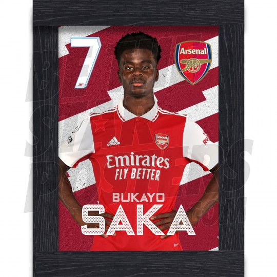 Saka Arsenal Framed Headshot Poster A4 22/23