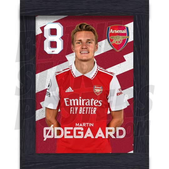 Odegaard Arsenal Framed Headshot Poster A3 22/23