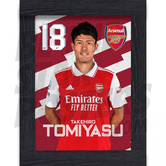 Tomiyasu Arsenal Framed Headshot Poster A4 22/23