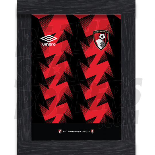 AFC Bournemouth Home Shirt Framed Poster A4 22/23