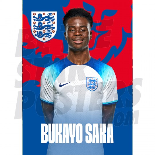 Saka England Home H/S Poster A4 22/23