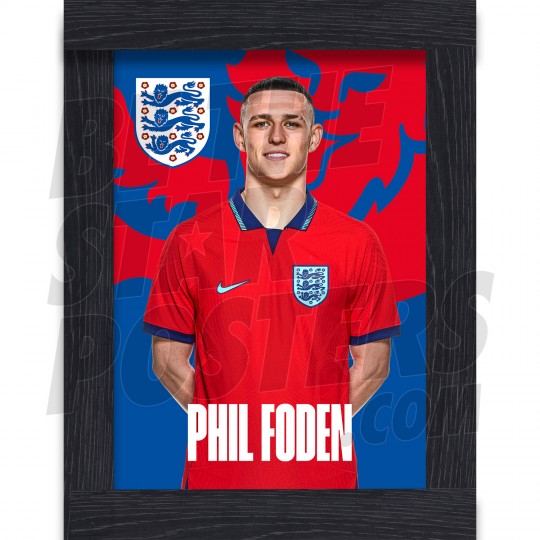 Foden England Away Framed H/S Poster A3 22/23
