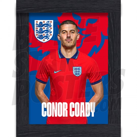 Coady England Away Framed H/S Poster A3 22/23