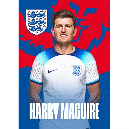 Maguire England Home H/S Poster A4 22/23