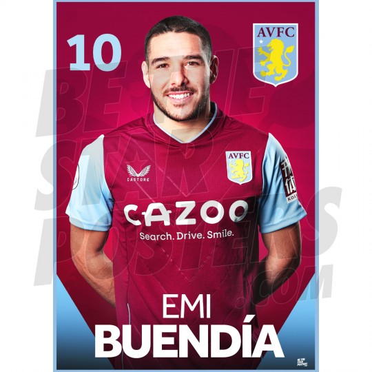 Buendia Aston Villa Headshot Poster A4 22/23