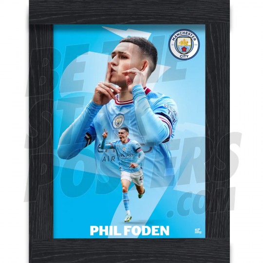 Foden Man City Framed Action 2 Poster A2 22/23