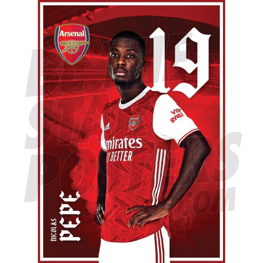 Nicolas Pepe Arsenal FC Headshot Poster A3 20/21