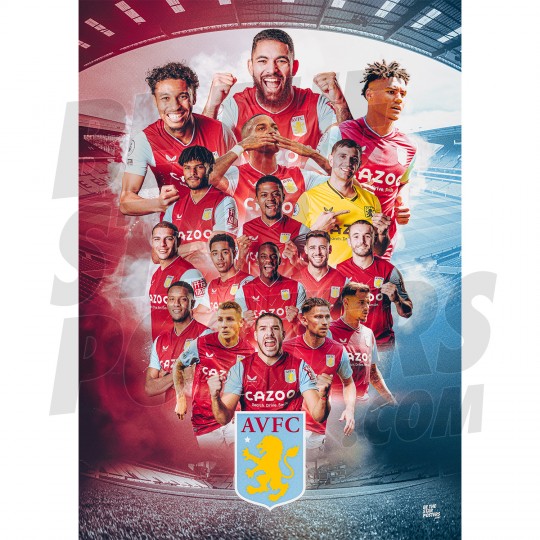 Aston Villa  FC 22/23 Squad Montage Poster
