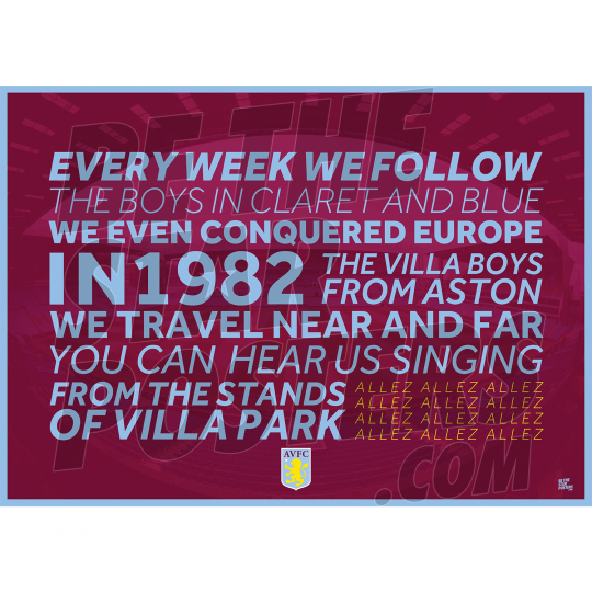 Aston Villa FC Chant Poster