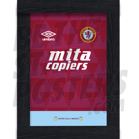 Aston Villa FC 1990 Retro Home Shirt Poster