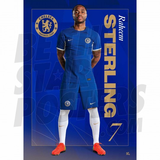 Chelsea FC Sterling 23/24 Headshot Poster