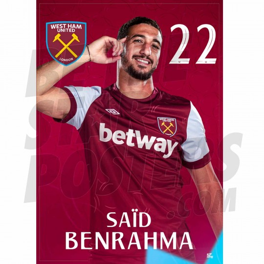 West Ham United FC Benrahma 22/23 Headshot Poster