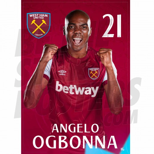 West Ham United FC Ogbonna 23/24 Headshot Poster