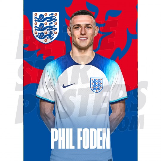 England Foden Home 22/24 Headshot Poster